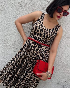 Дамска миди рокля в леопардов десен Iconic