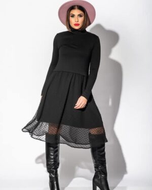 Дамска черна миди рокля Black Pearl