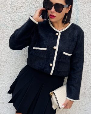 Дамска черна плетена къса пола Tina