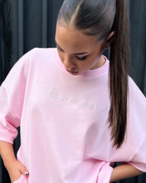 Дамска светло розова свободна тениска Made in heaven