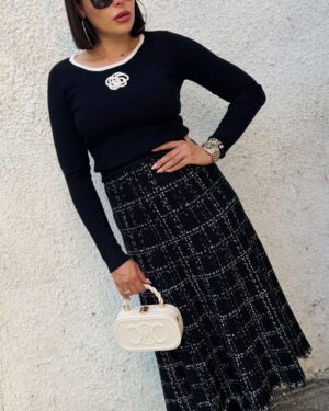 Дамска черна плетена миди пола Sibella