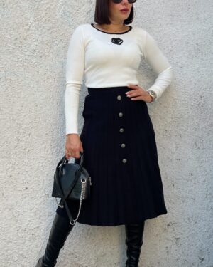 Дамска черна плетена миди пола Timena