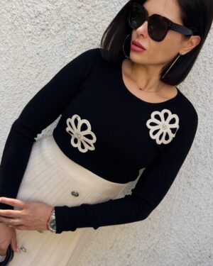 Дамска черна блуза с дълъг ръкав Joya