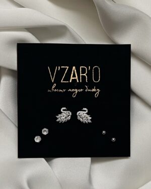 Дамски обеци сребърно-сиви лебеди Swan Triple Set