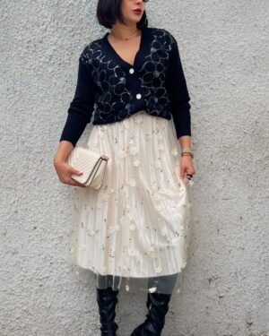 Дамска екрю миди пола солей Feya