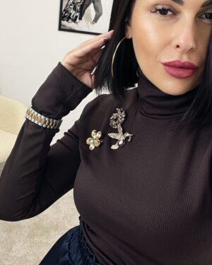 Дамско кафяво поло рипс Colibri