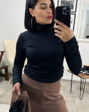 Дамско черно поло рипс Karolina