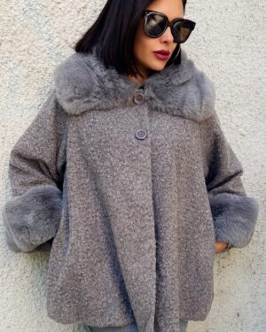 Дамско сиво вълнено палто Reya