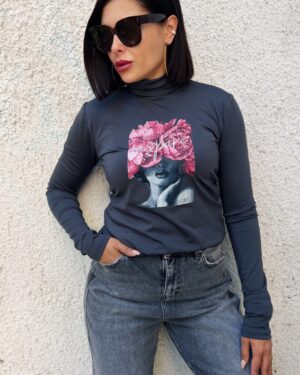 Дамско сиво поло с дълъг ръкав Inspire