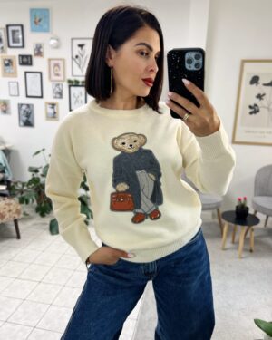 Дамски екрю пуловер Beary