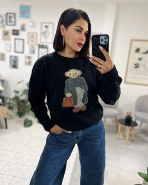 Дамски черен пуловер Beary