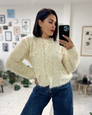 Дамска екрю жилетка Sara